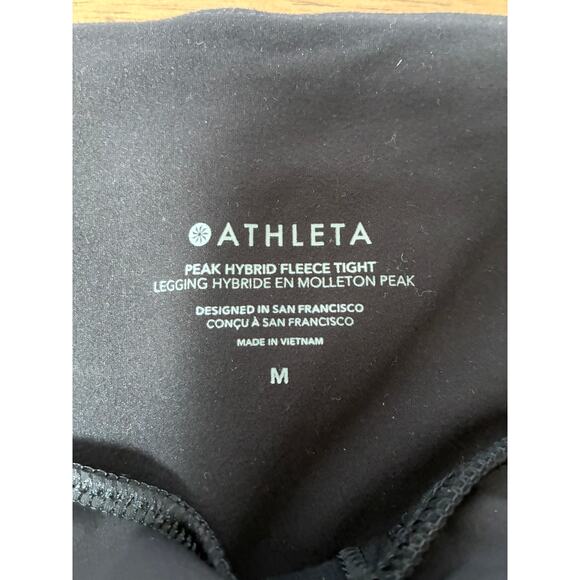 Athleta Peak Hybrid Fleece Tight Women's Medium Black Workout Legging Workout - Picture 3 of 10